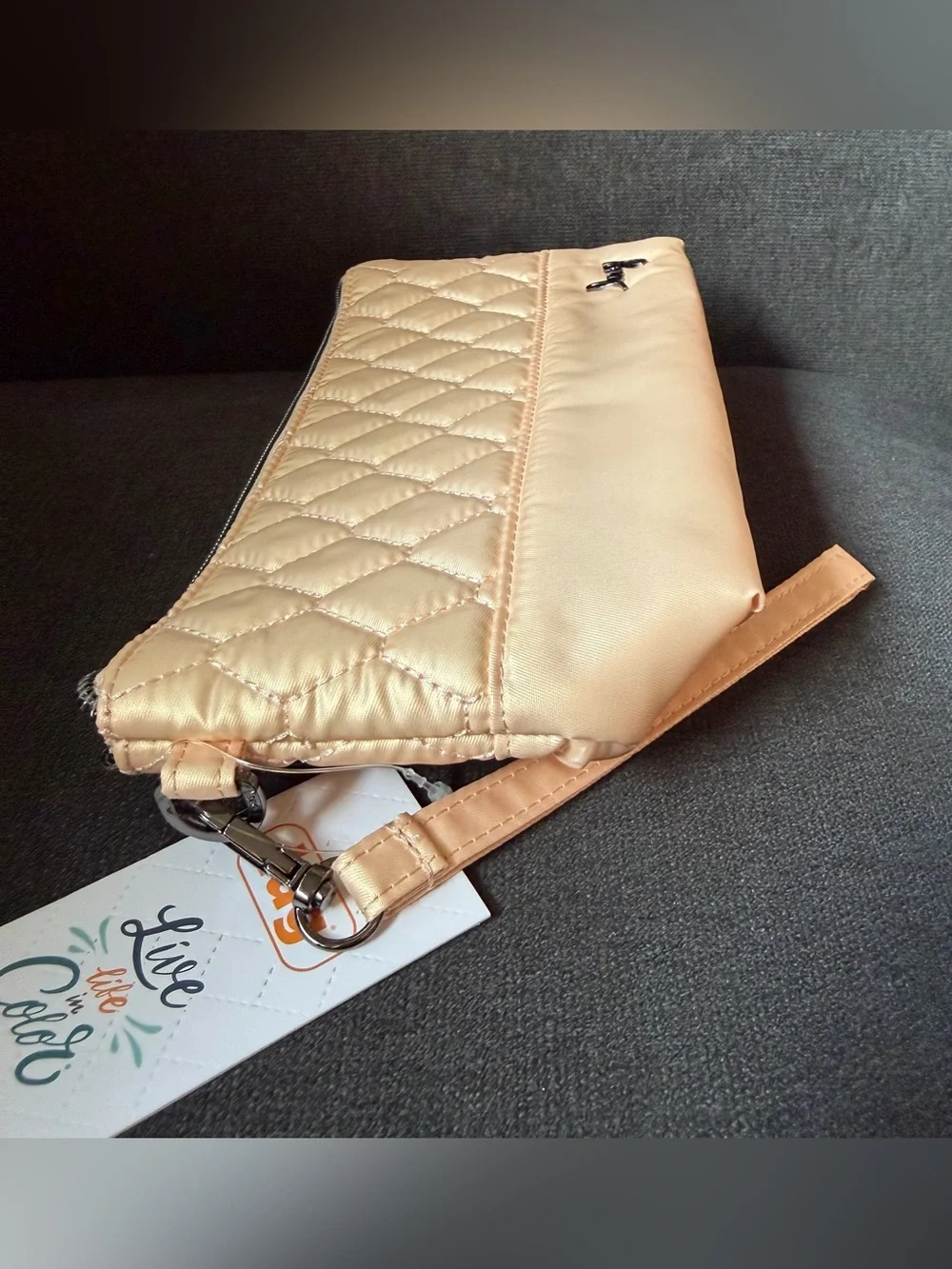Lug Shiplap RFID Wristlet Pouch Bag Mini Purse – Metallic Rose Gold (Pink)